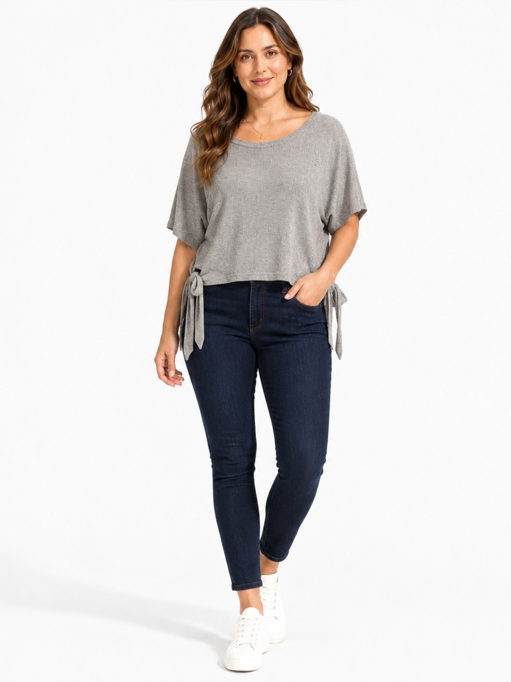 GAP Gray Tie Hem Dolman Sleeve Knit Tunic Top Women’s Medium
